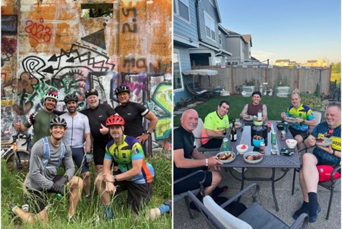 Side-by-side photos of the Reed’s Crossing Cycling Club.